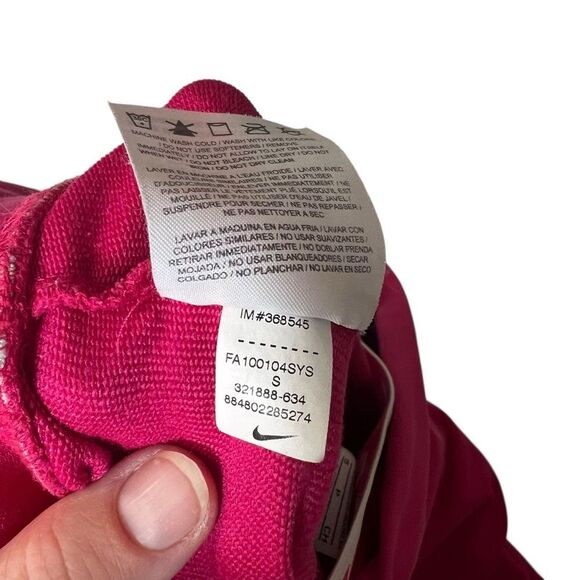 Nike foldover small cropped Sweatpants Pink Cotton Joggers White Swoosh - Picture 14 of 14